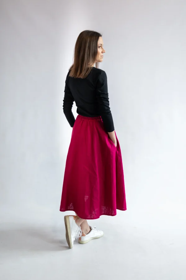 Spódnica midi z kieszeniami magenta